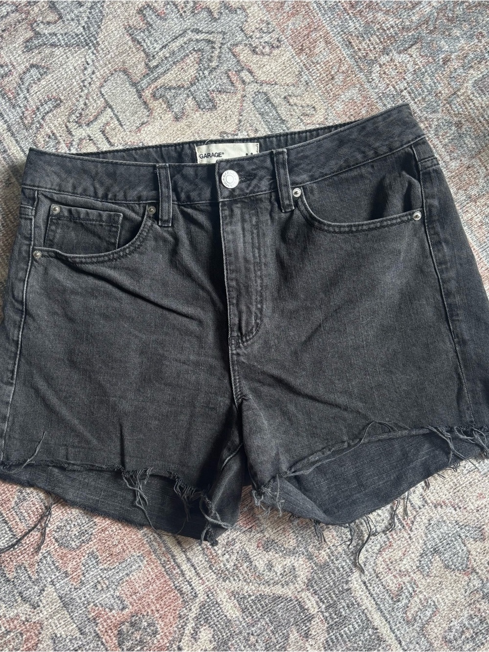 Garage Black High-Rise Denim Cutoff Shorts